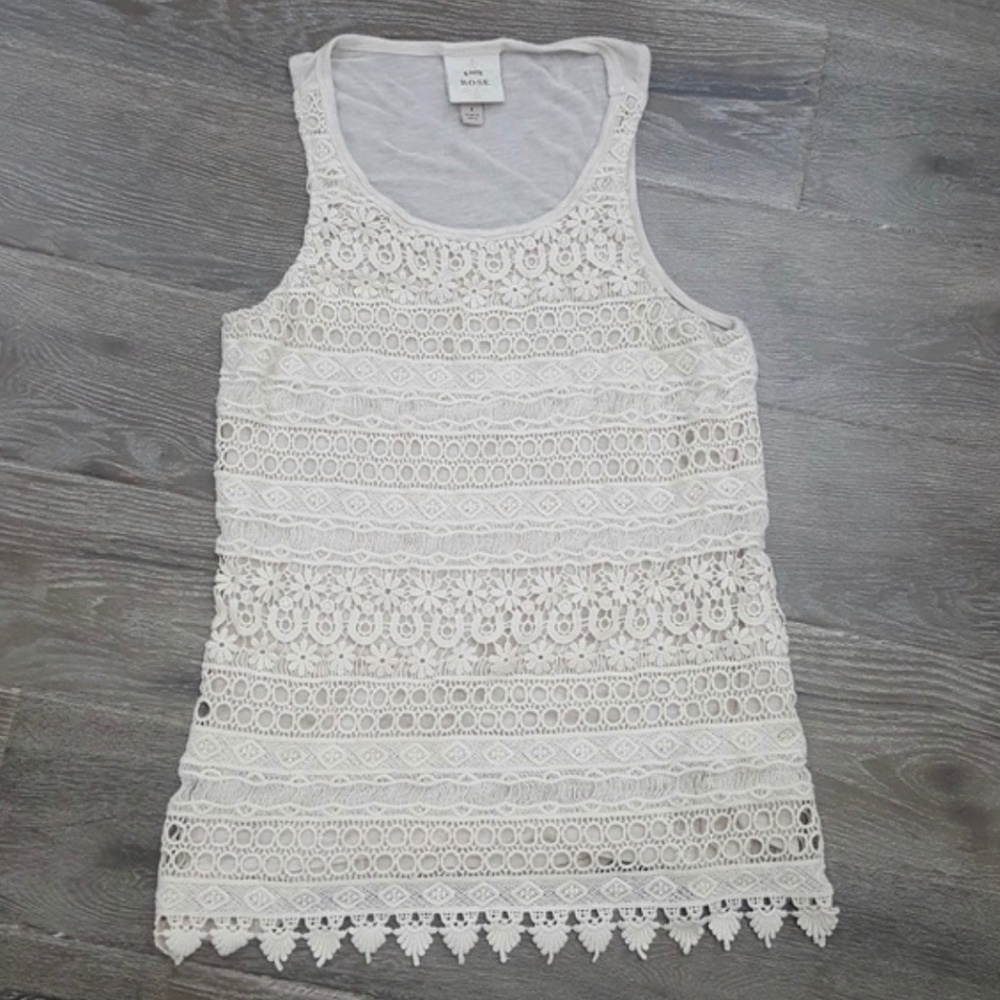 Knox Rose Cream Crochet BOHO Tank Top Size Small